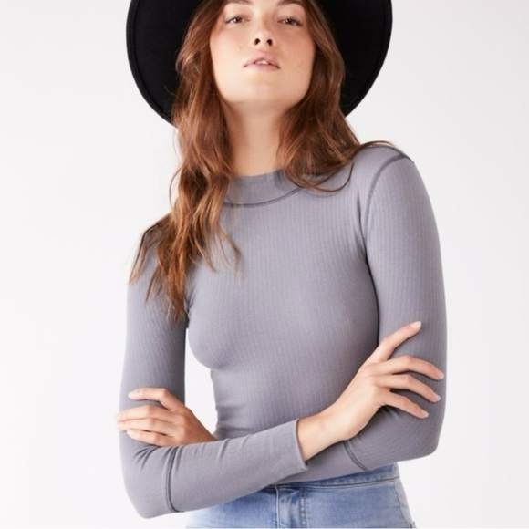 Free People Rickie Long Sleeve Top in Grey Haze Size XS Grunge Layering Thermal - Picture 7 of 15